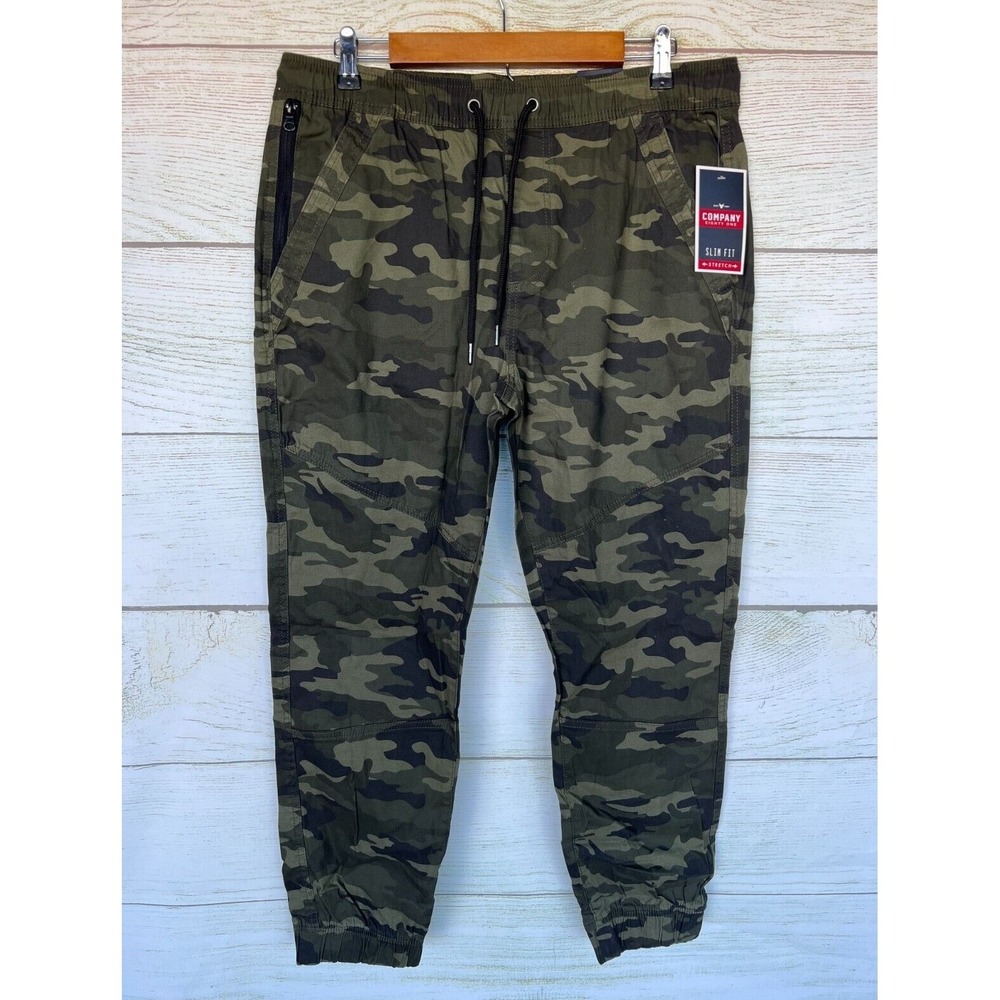 Company 81 Jogger Mens Small Green Camo Stretch Twill Slim Fit Tapered Pants New